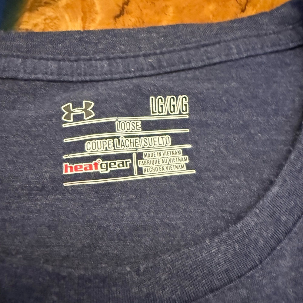 Under Armour HeatGear Long Sleeve Shirt Men LG Loose Navy Athletic Logo - Picture 4 of 7